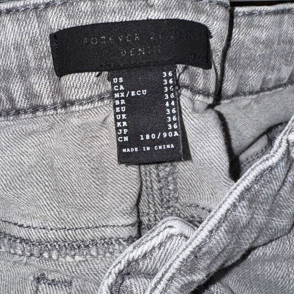 Forever 21 Grey Distressed Denim Jeans Men Size 36 Skinny - Picture 3 of 3